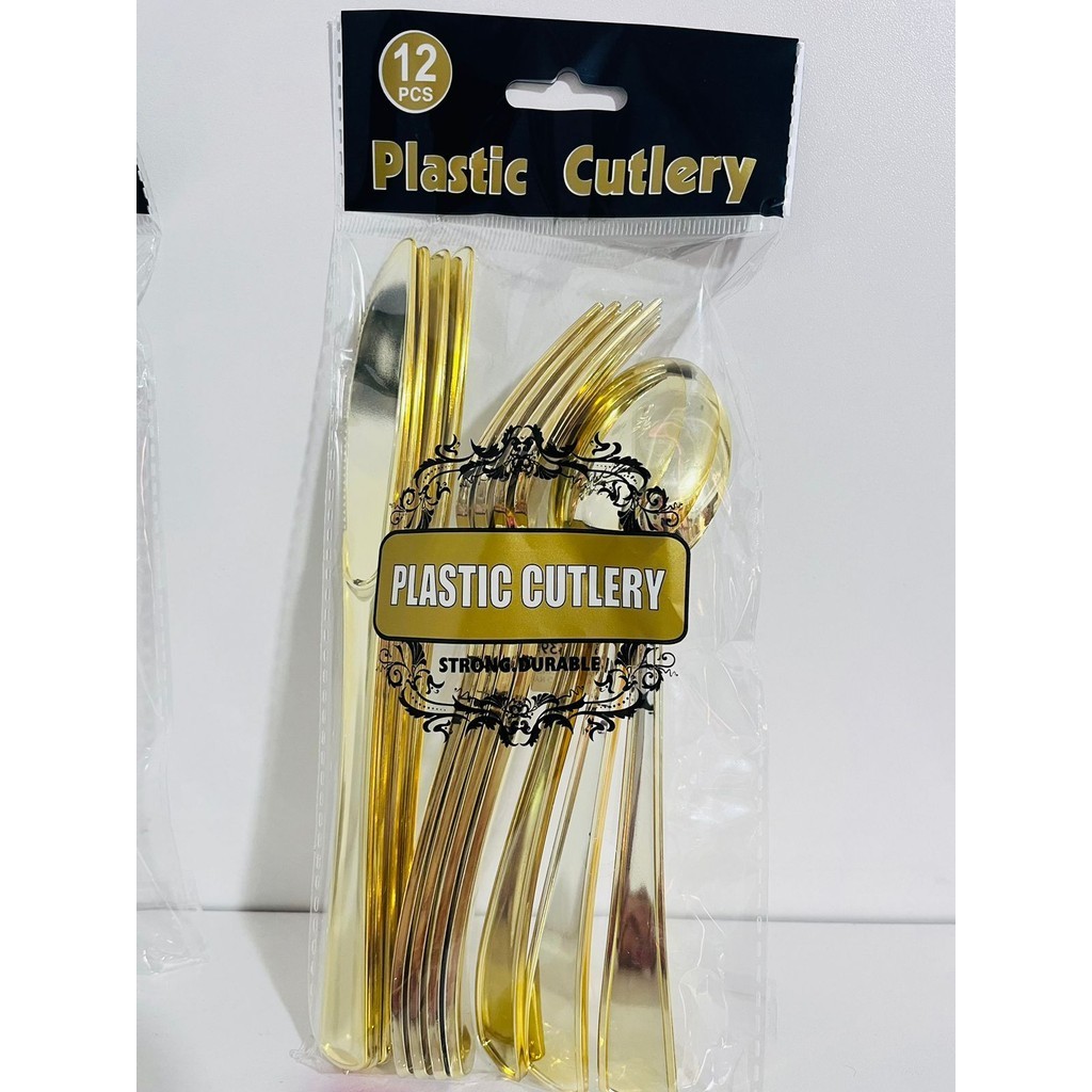 Garfo - faca - colher  Refeição Premium  ouro -prata Festas Eventos plastico