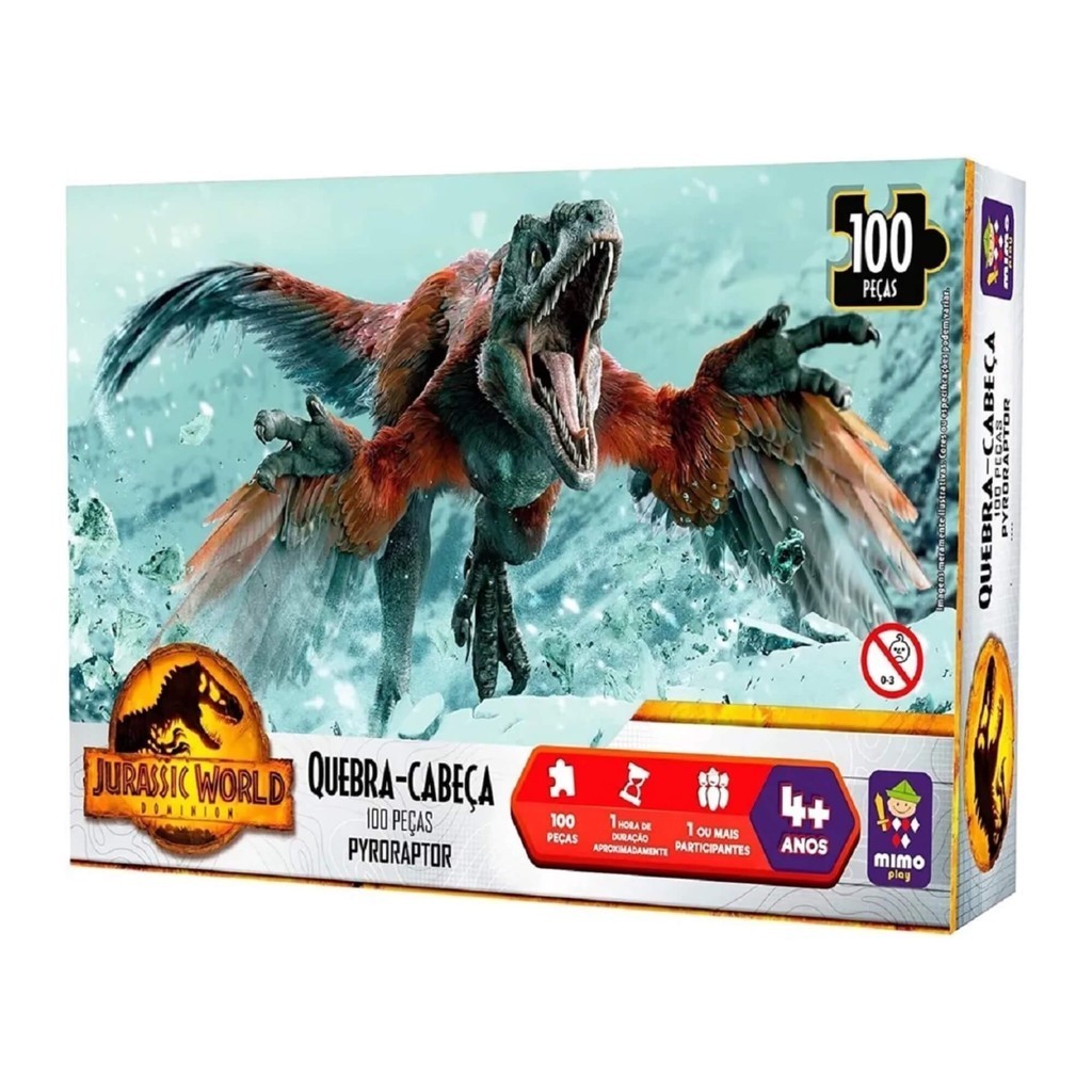 Quebra-Cabeça Pyroraptor 100 Peças Jurassic World Mimo Toys - 2083