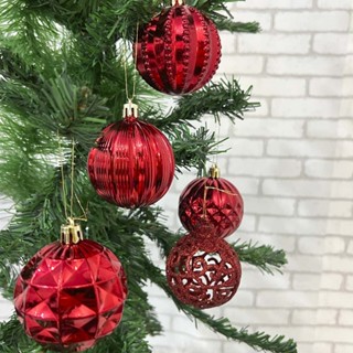 Bola Natal N° 6 Decorada Vermelha Com 5