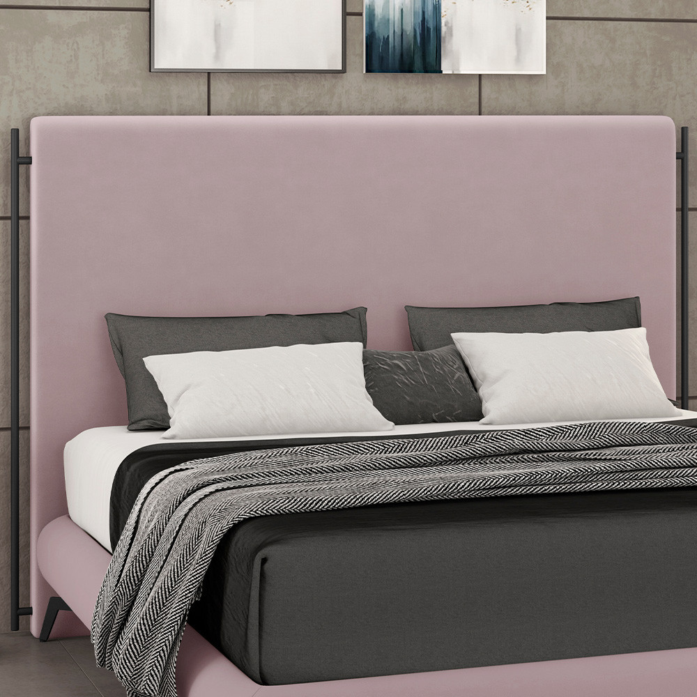Cabeceira Cama Box Casal 140cm Estofada Goya P05 Veludo Rosê - Lyam Decor em Oferta na Shopee