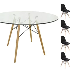 Conjunto Mesa Eames 90cm + 4 Cadeiras Preta