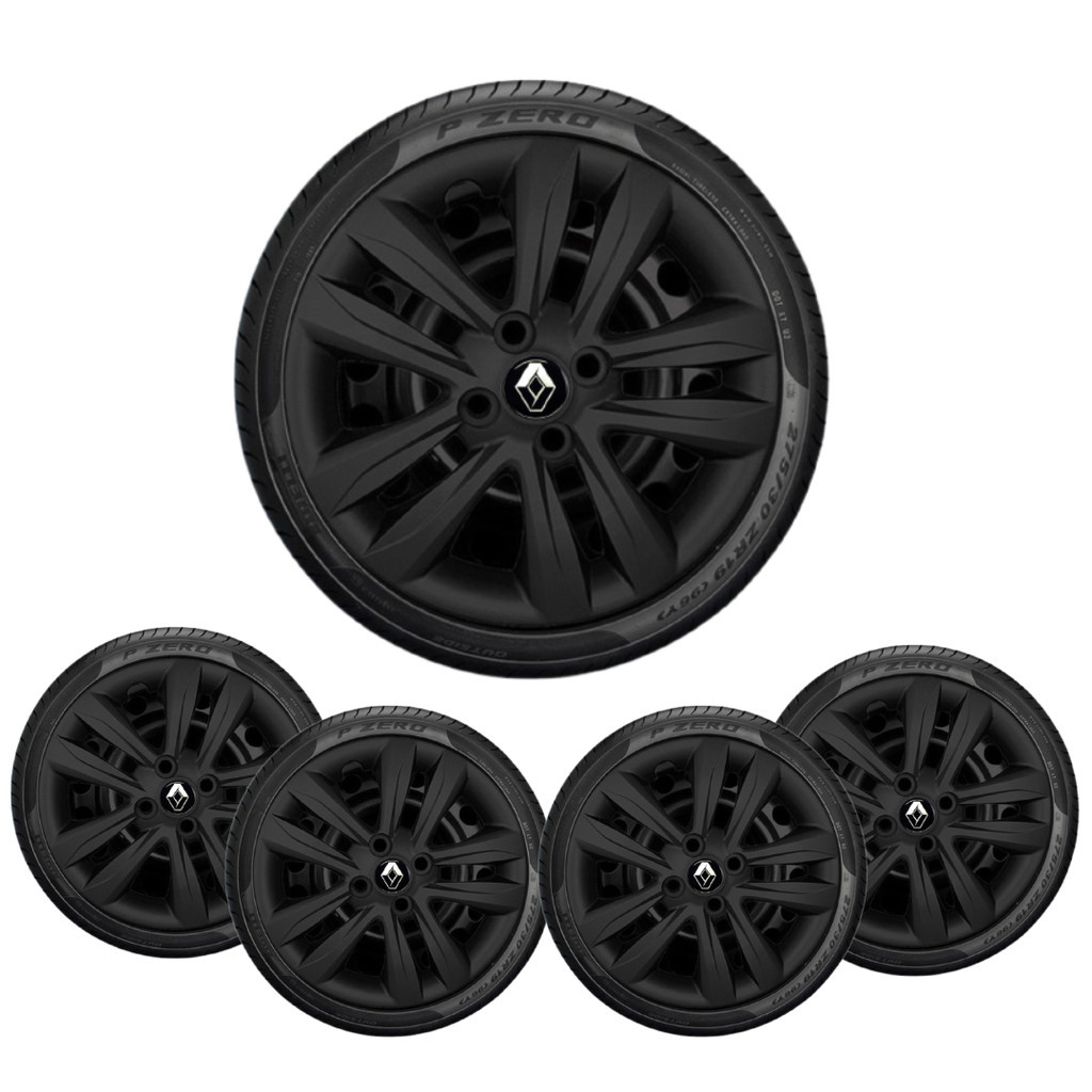 Jogo 4 calotas Renault Sandero Logan aro 14 Preto fosco em Oferta na Shopee