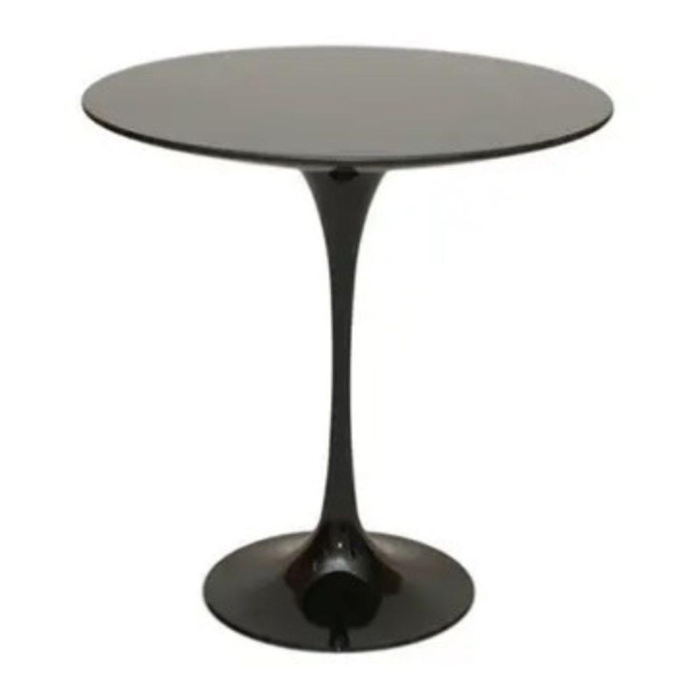 Mesa Lateral Tulipa Saarinen Redonda 41 Cm Laqueada Preto