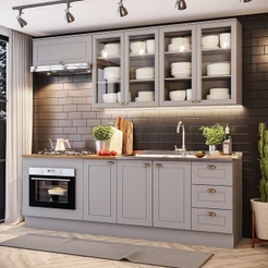 Cozinha Compacta 6 Peças Com Módulo Forno De Embutir Amy Casa 812 Cinza