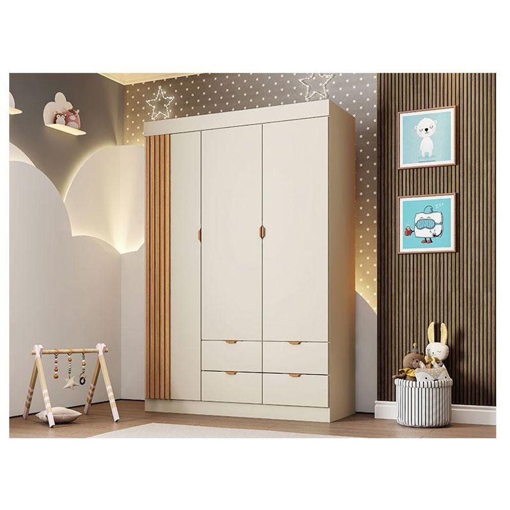 Guarda Roupa Infantil Ambiente Ayla 3 Portas Off White - Phoenix em Oferta na Shopee