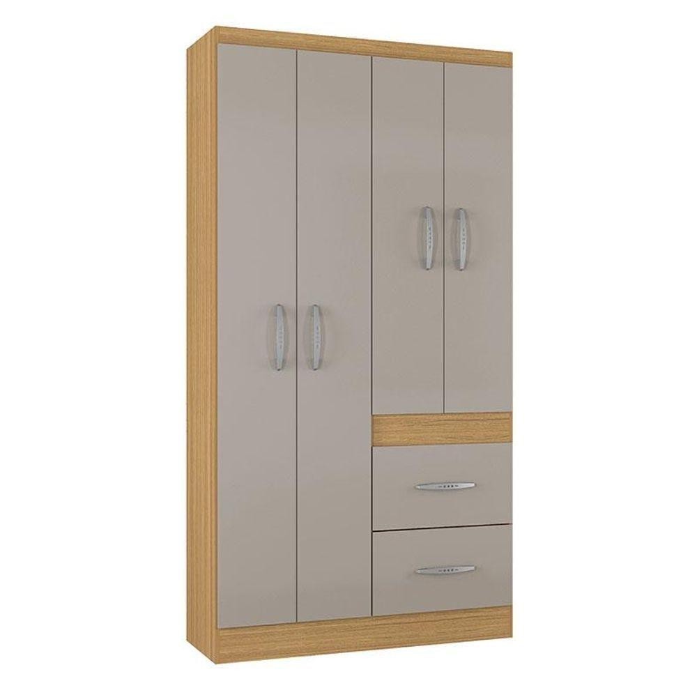 Guarda Roupa Solteiro Milão 4 Portas Damasco Off White - Poquema em Oferta na Shopee