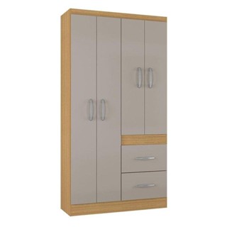 Guarda Roupa Solteiro Milão 4 Portas Damasco Off White - Poquema em Oferta na Shopee
