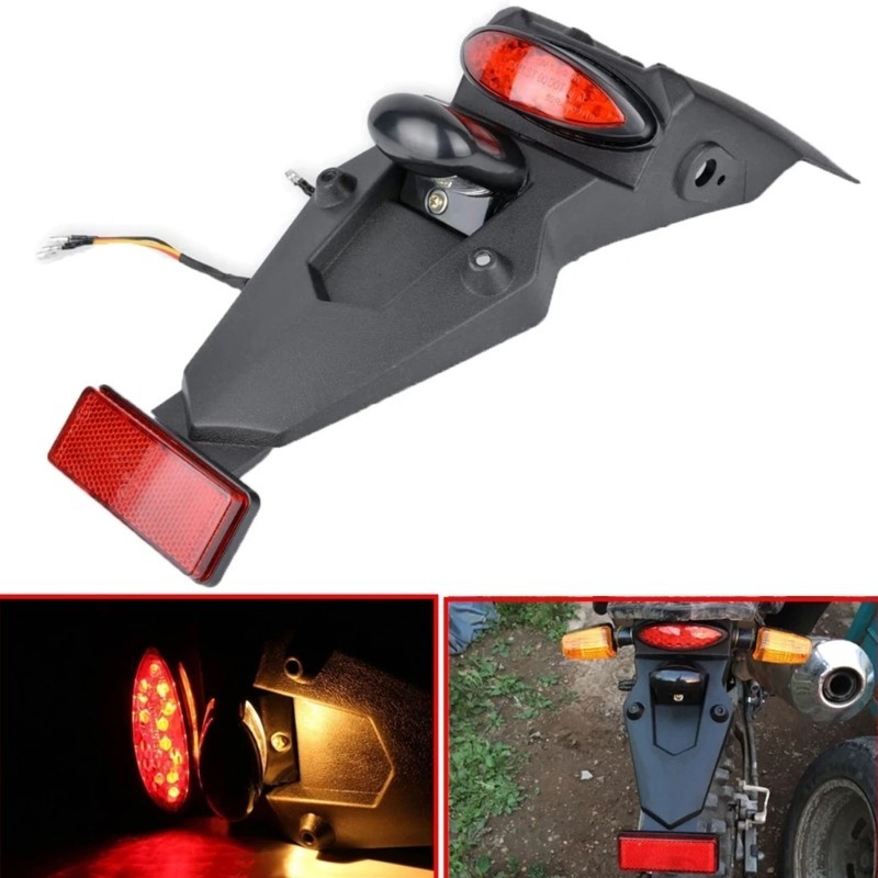 Estone ABS Motocicleta Capa Da Pára-Lamas Traseiros Luz LED Freio Cauda Universalmente
