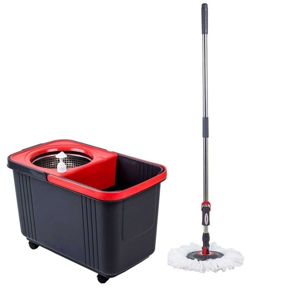 BALDE MOP 8L ESPREMEDOR COM CABO 360° Giratório Superpro Bettanin Cesto Inox Com Rodinhas + Reservatório Pump + Refil