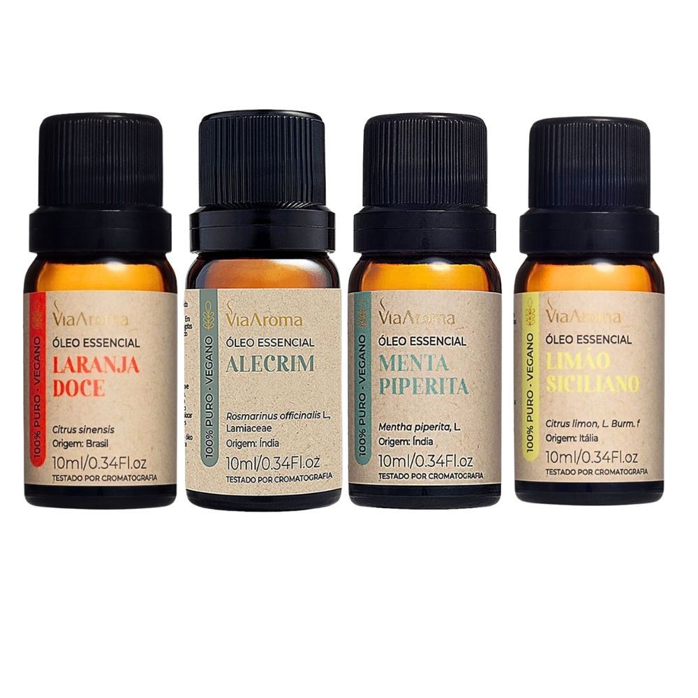 Óleo Essencial Alecrim + Laranja Doce + Menta Piperita + Limao Siciliano Via Aroma