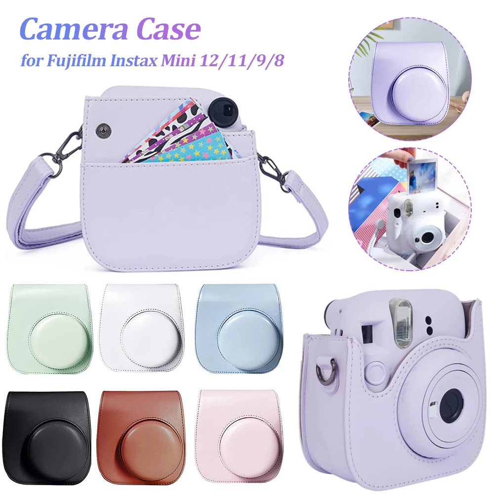 Capa Protetora Para Câmera Em Couro PU Fujifilm Instax Mini 12/11/9/8 Retro Shell Pouch Protector À Prova De Arranhões