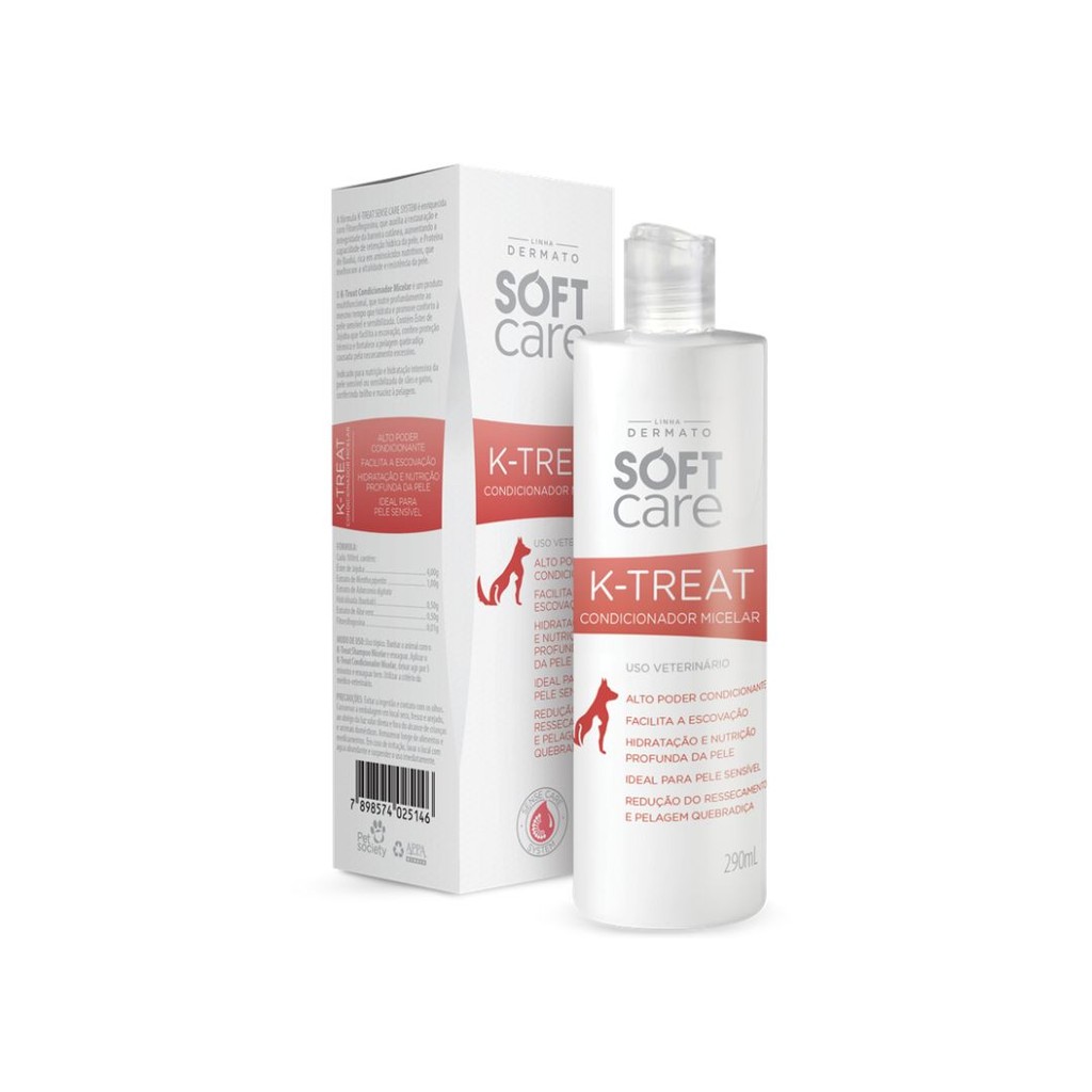 Condicionador Pet Cachorro e Gato Soft Care K-Treat Micelar Para Pele Sensível 290mL