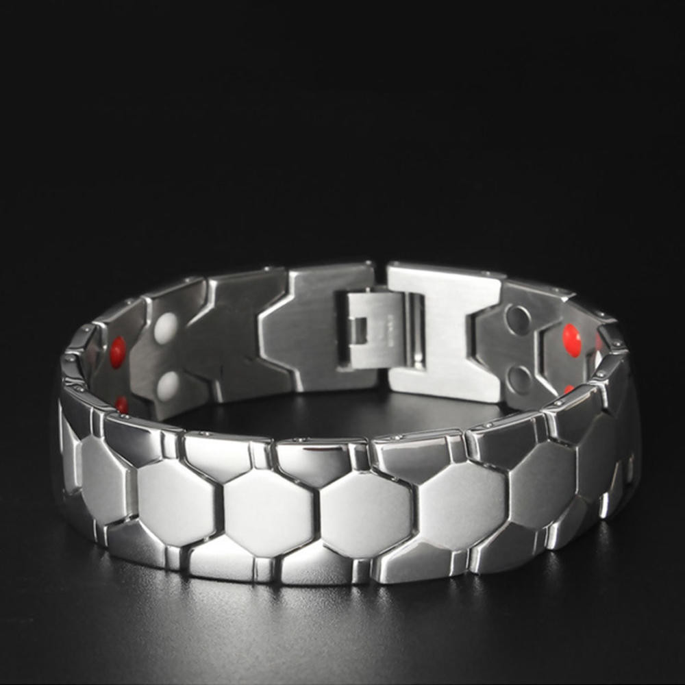 Pulseira Magnética Pulseiras Magnéticas De Energia Para A Saúde Homens , Com Ímãs De Liga De Zinco Fileiras Duplas De Terapia
