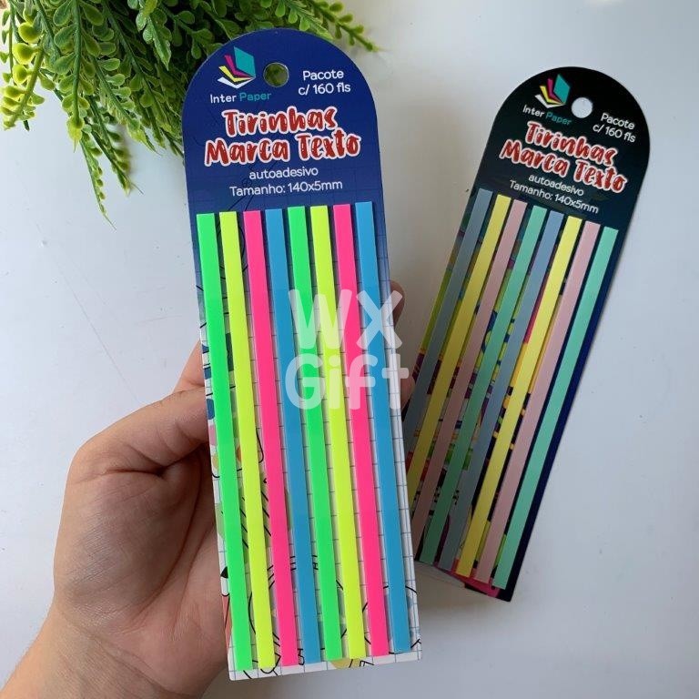 Tirinhas Marca Texto Autoadesivo 140x5mm Pacote c/ 160 folhas - Interponte / WX Gift