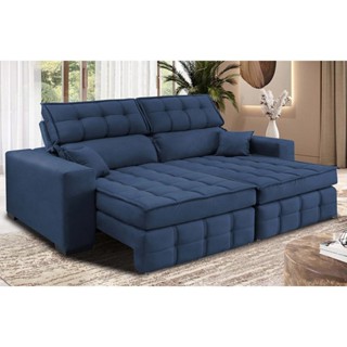 Sofá Retrátil e Reclinável 2,20m Molas Ensacadas e Costura Tripla Cama inBox Nobre Suede Azul em Oferta na Shopee