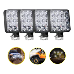 Faróis De Milha 16 Led 48w 12v Trator Agrícola Kit Com 4