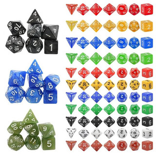 Kit 7 Dados RPG ou Bolsa De Dados Acessórios D&D Várias Cores Modelos Translúcido Marmorizado Mesclado PROMO 60%