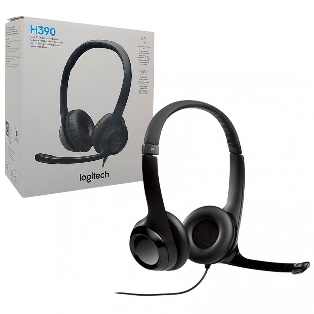 Headset Logitech H390, USB, Áudio Digital, Redução de Ruídos, Controles de Audio - Preto