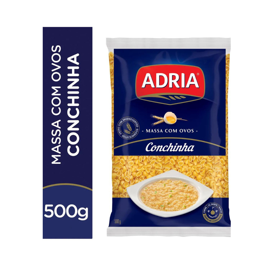 Kit 3 Und Macarrão com Ovos Adria Conchinha Pacote 500g