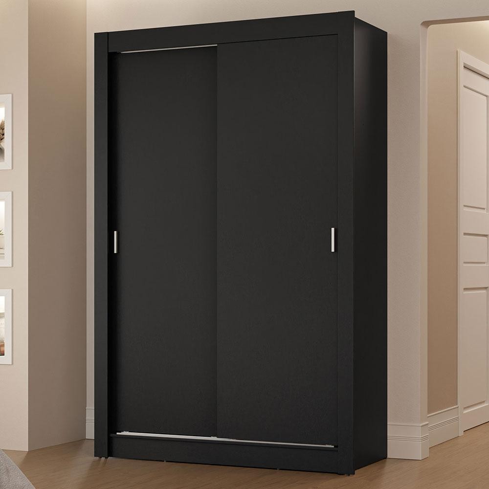 Guarda-Roupa Solteiro 2 Portas de Correr 2 Gavetas Preto Vivare Madesa em Oferta na Shopee