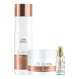 Kit Shampoo, Máscara Fusion e Oil Reflections Light - Wella em Oferta na Shopee