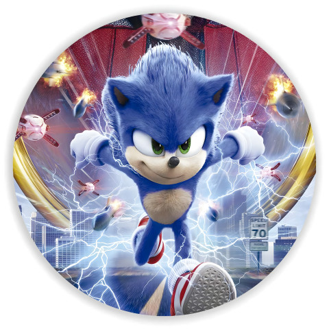 NOVO Painel Festa Infantil Redondo Sonic, fundo raios azul, + Arco, Suporte incluso. Fazemos personalizado com qualquer tema. Confeccionado em Lona fosca, impressão de alta resolução. cenário , p/ Decoração