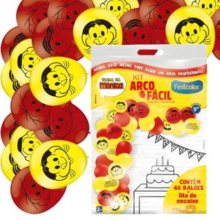 KIT ARCO FACIL DE BALOES TURMA DA MÔNICA  n°9 48 UN + 1 FITA ARCO  FESTCOLOR em Oferta na Shopee
