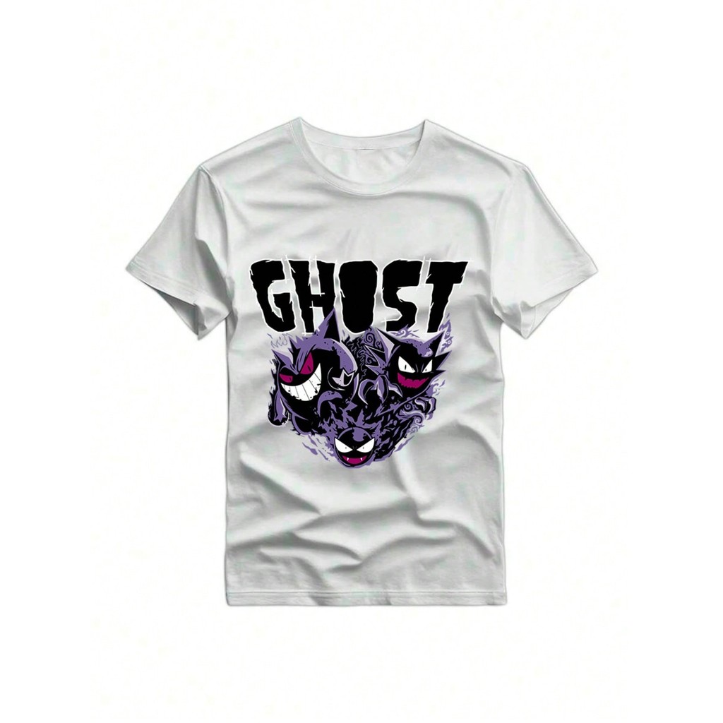 Camiseta estampada ghost, camisetas para homens, camiseta casual de manga curta para o verão
