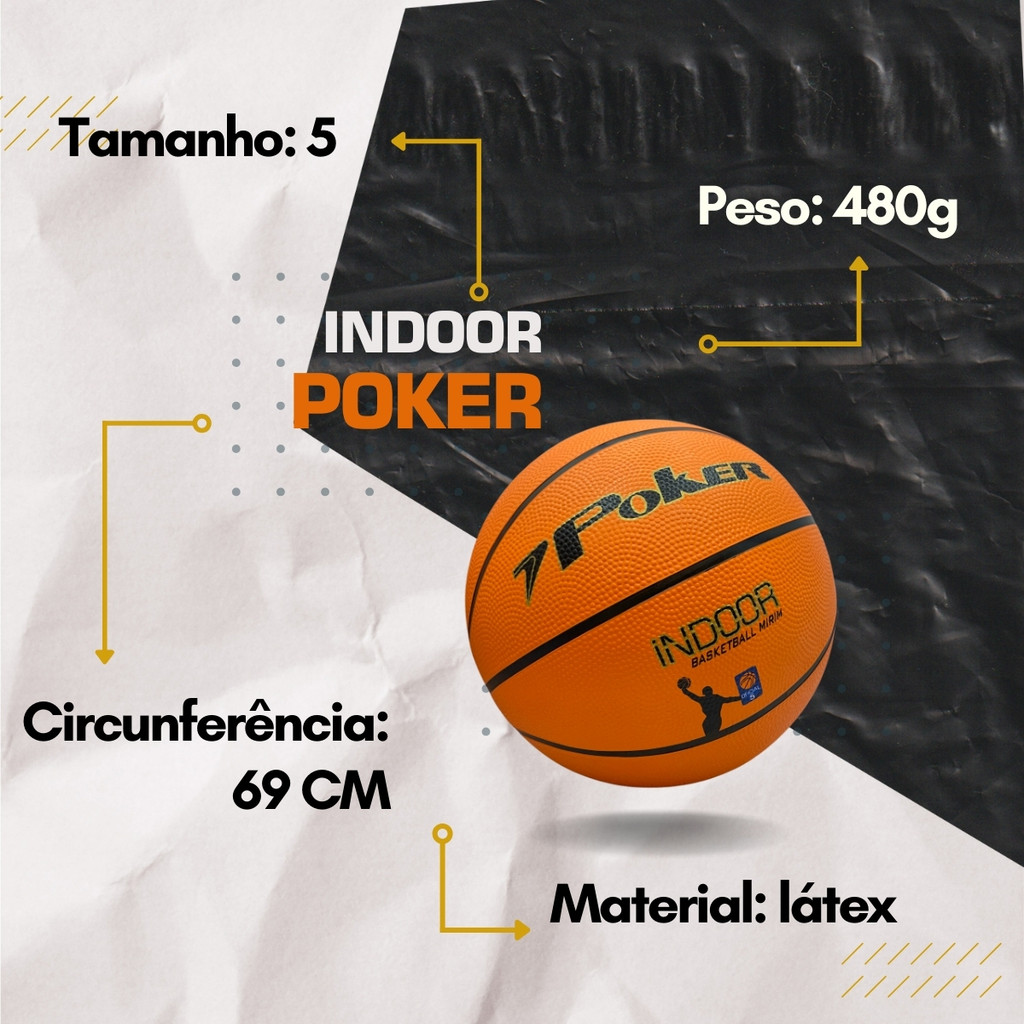 Bola Basquete Poker Indoor Quadra Tamanho 5 Oficial Profissional Resistente Juvenil Infantil · foto 2