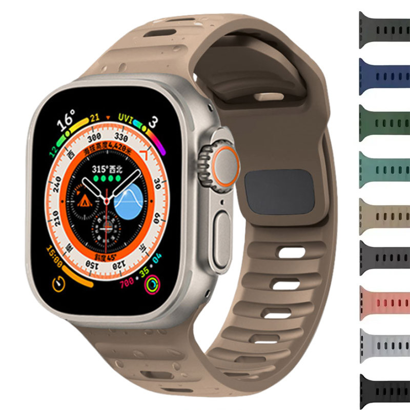 Pulseira Esportiva Macia De Silicone Com Furo De Ar Para Apple Watch S10 42MM 46MM Ultra iWatch Série 10 9 8 7 6 SE 5