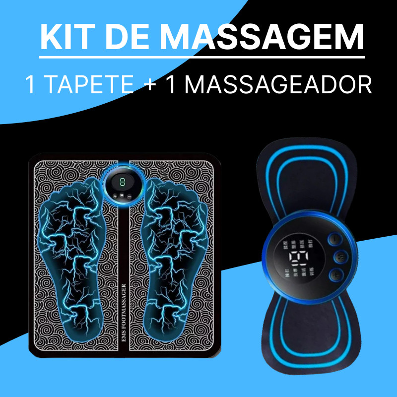 Kit Massageador Alivia Dores Muscular Corpo Cervical Pescoço Lombar + Tapete Massageador de Pés Elétrico Portátil em Oferta na Shopee