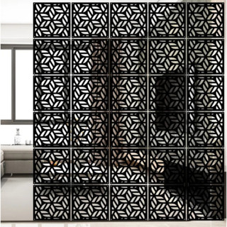 Kit Painéis Decorativos Vazados Placas Divisórias de Ambientes em MDF 3mm Preto 20cm x 20cm