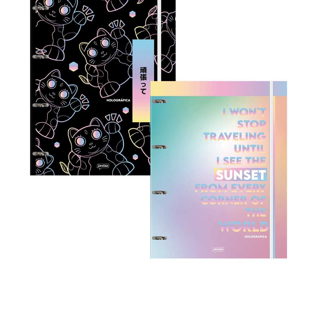Caderno Argolado Cartonado Universitário Holográfico 80 Folhas - JANDAIA em Oferta na Shopee