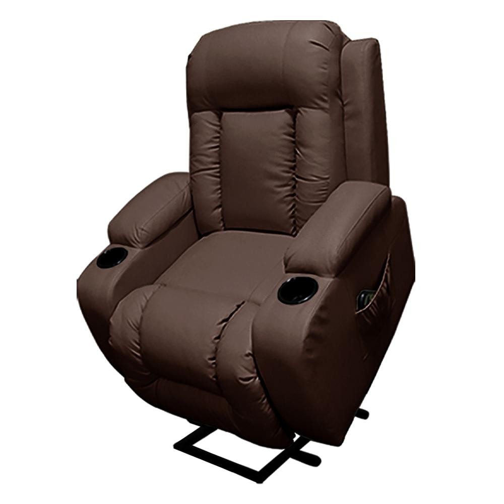 Imagem Poltrona do Papai Austin com Elevação Lift 150º Massagem Aquecimento PU Marrom Chocolate
