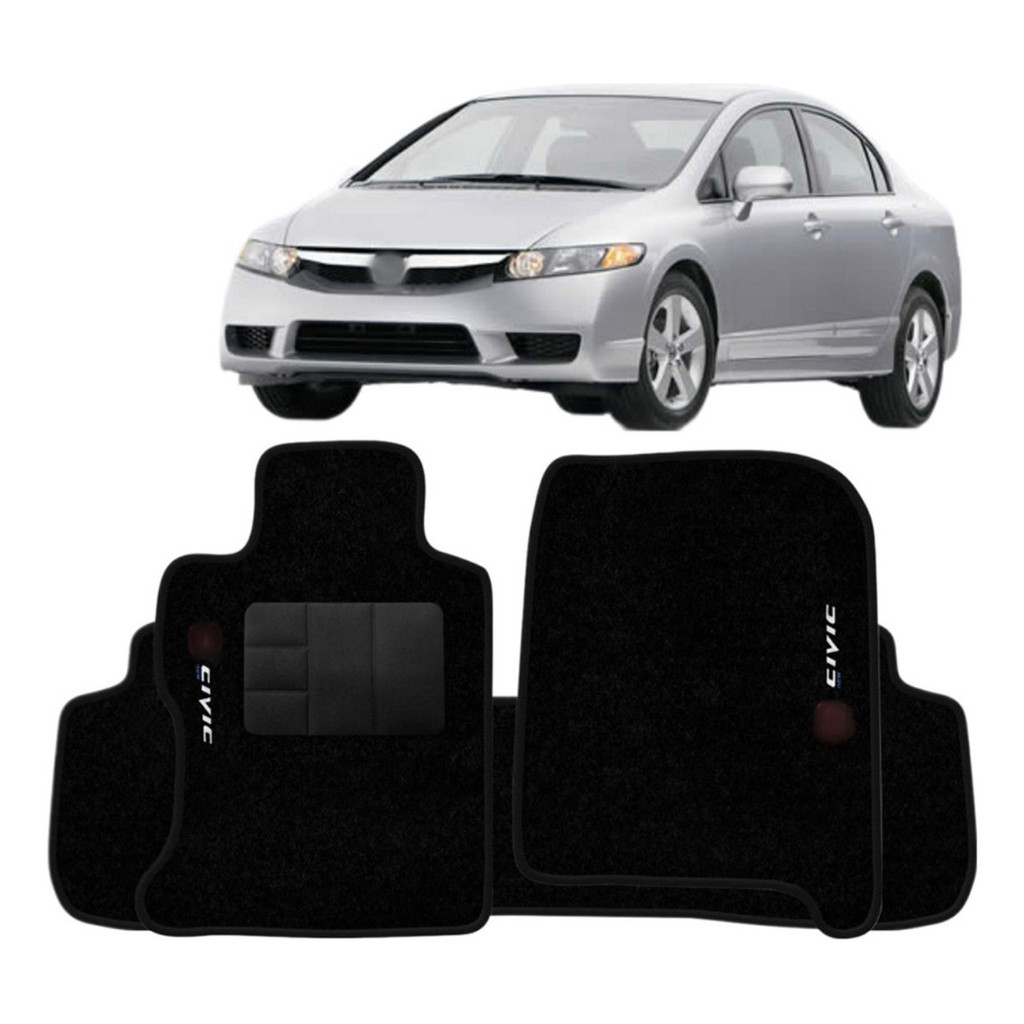 Kit de tapetes 3 peças específico New Civic  2014 2015 2016   Carpete Preto