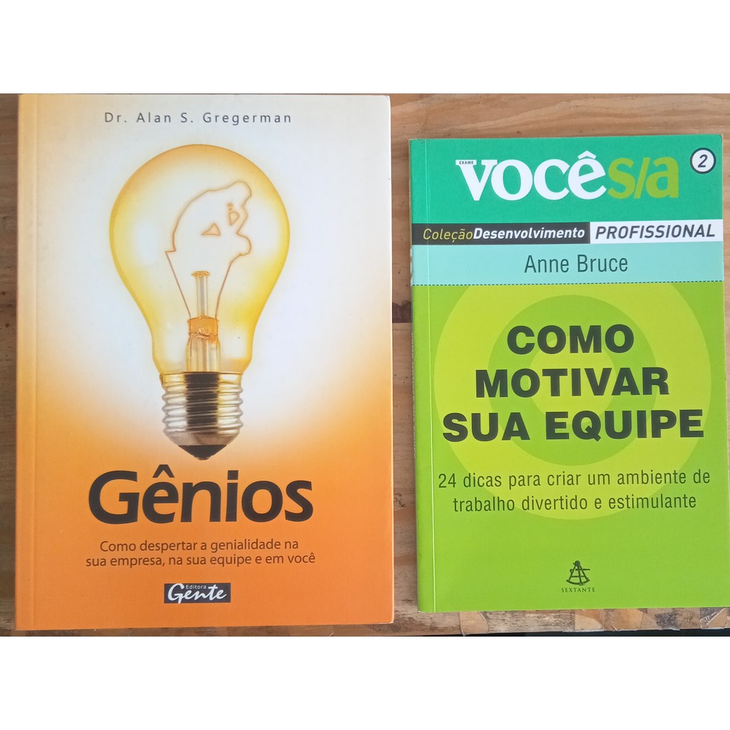 LIVRO,KIT(2),1. COMO MOTIVAR SUA EQUIPE, 2. GÊNIOS, COMO DESPERTAR A GENIALIDADE DA SUA EMPRESA, NA SUA EQUIPE E EM VOCÊ