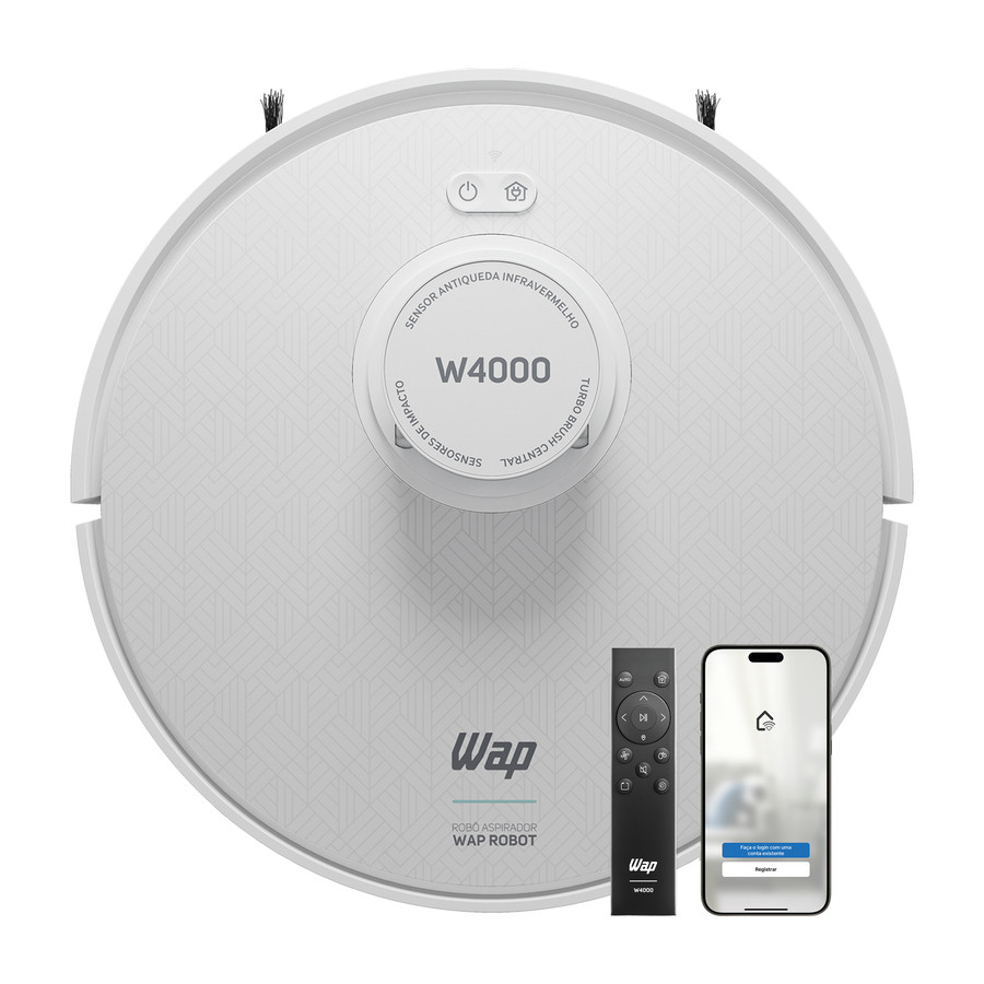 Robô Aspirador de Pó WAP Robot W4000 48W Com Base Self-Cleaning Branco e Turquesa em Oferta na Shopee