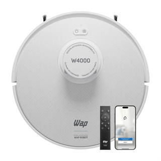 Robô Aspirador de Pó WAP Robot W4000 48W Com Base Self-Cleaning Branco e Turquesa em Oferta na Shopee