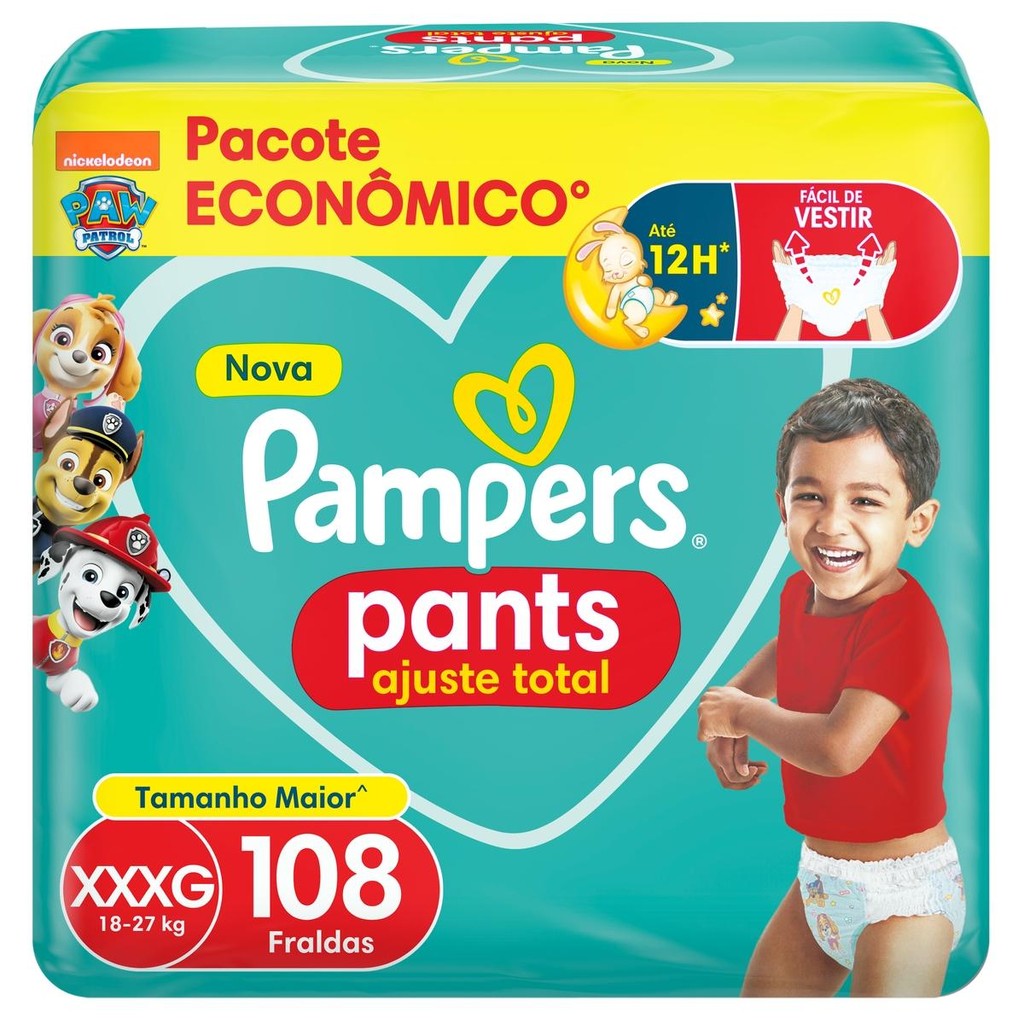Fralda Pampers Pants Ajuste Total Topíssima XXXG com 108un em Oferta na Shopee