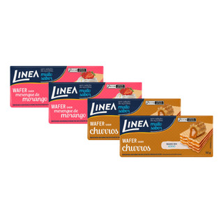 Kit 4 Wafers Linea Sabor Churros e Morango de 90g em Oferta na Shopee