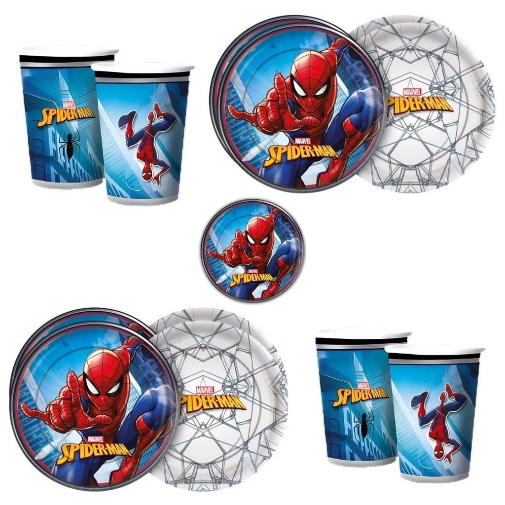 Kit Festa SPIDER MAN HOMEM ARANHA 16 Pratos + 16 Copos Descartável 180 Ml Papel - REGINA em Oferta na Shopee