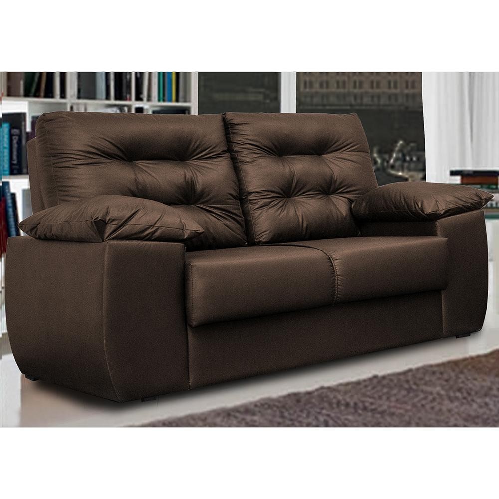 Sofá Luxemburgo 2 Lugares 1,52m Tecido Courino Marrom em Oferta na Shopee