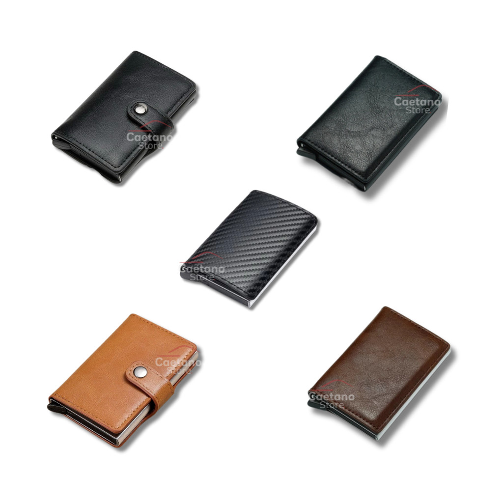 Carteira Pop-Up Automática com Proteção RFID Antifurto – Porta Cartão Slim e Compacta Masculina