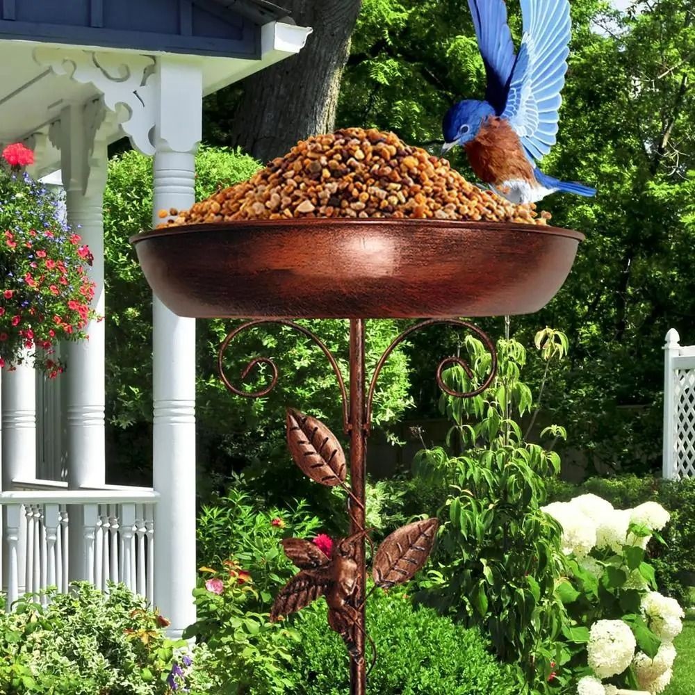 Banho De Pássaros De Jardim TIANCHUANG , Plug-In De Aterramento De Alimentador Resistente De Ferro , Prato De Alimentaçã — imagem 2 de 2