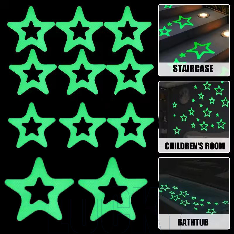 30 Peças Adesivo Luminoso Decorativo Para Quarto Infantil-Tira Antiderrapante Escadas De Chão-Fluorescente Removível De