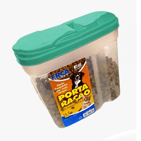Porta Ração Pet 1,7 Litros Tampa Fácil Produto Atóxico KG Utilidades