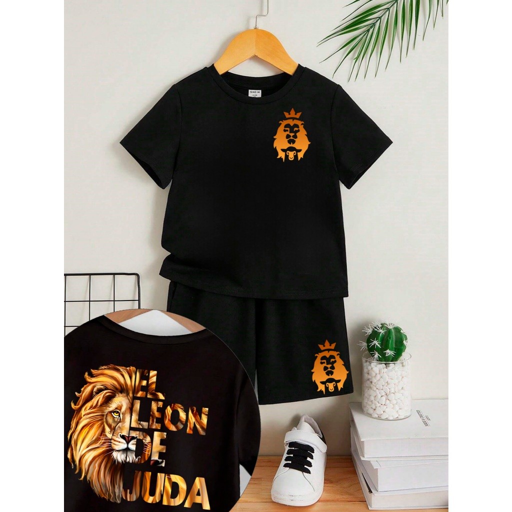 Conjunto Infantil e Juvenil Camiseta e Shorts Menino e Menina 4 ao 16 100% Algodão Preto Gospel envio rapido