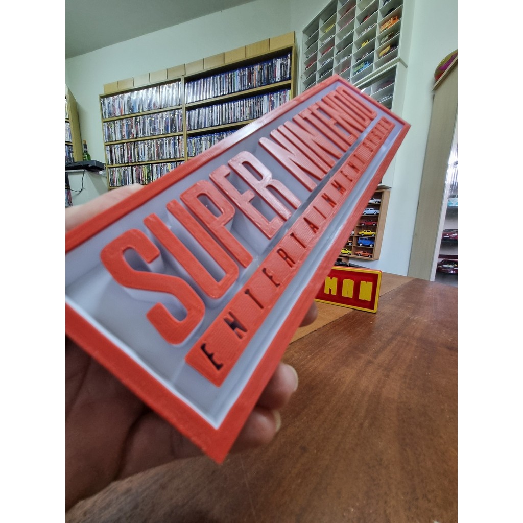 Super Nintendo Logo 3d Placa Decoração Geek Retro Nes Mario
