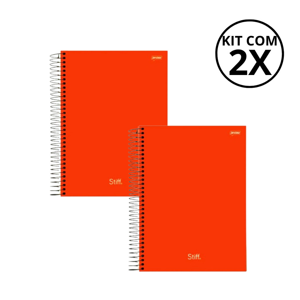 Kit Com 02 Cadernos 10 Matérias Unissex Várias Estampas Stiff - Jandaia COR:LARANJA+LARANJA em Oferta na Shopee