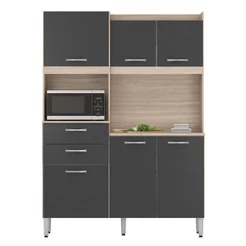 Kit Para Cozinha Harmonia Avena Grafito - Demóbile